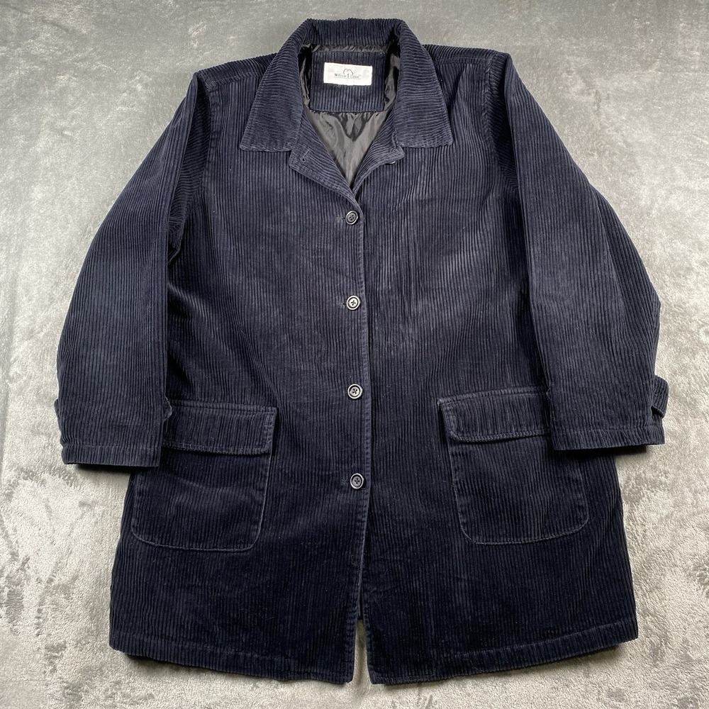 VTG Willow Lane Jacket Womens Size‎ XL Black Corduroy Chore Barn Coat Pockets